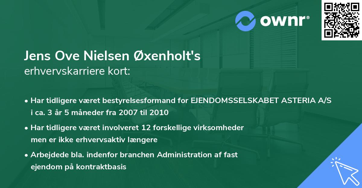 Jens Ove Nielsen Øxenholt's erhvervskarriere kort