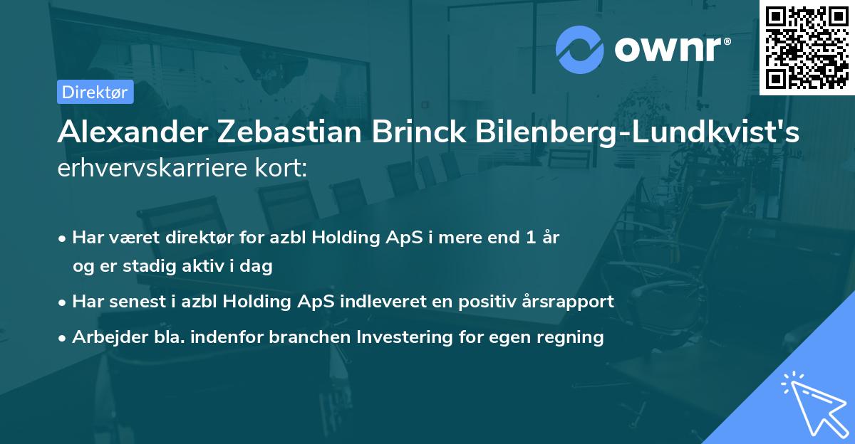 Alexander Zebastian Brinck Bilenberg-Lundkvist's erhvervskarriere kort