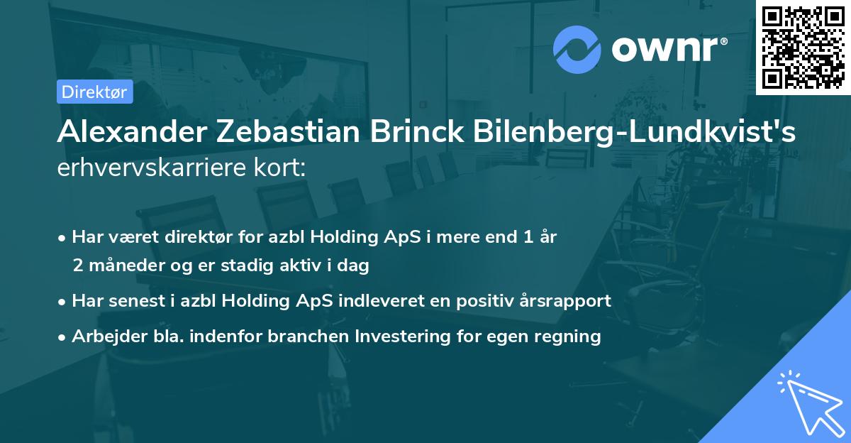 Alexander Zebastian Brinck Bilenberg-Lundkvist's erhvervskarriere kort