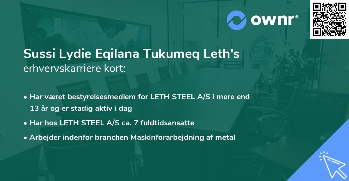 Sussi Lydie Eqilana Tukumeq Leth's erhvervskarriere kort
