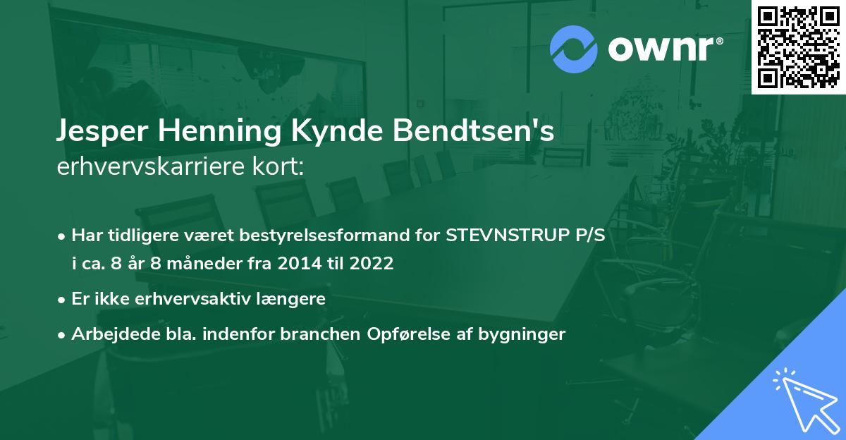 Jesper Henning Kynde Bendtsen's erhvervskarriere kort
