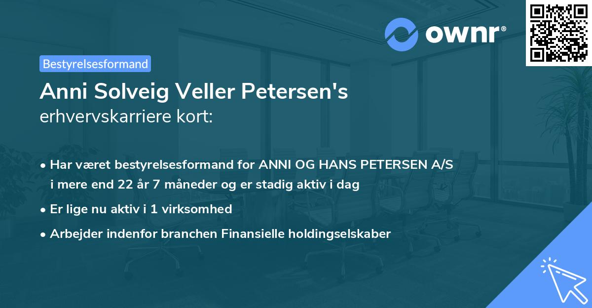 Anni Solveig Veller Petersen's erhvervskarriere kort
