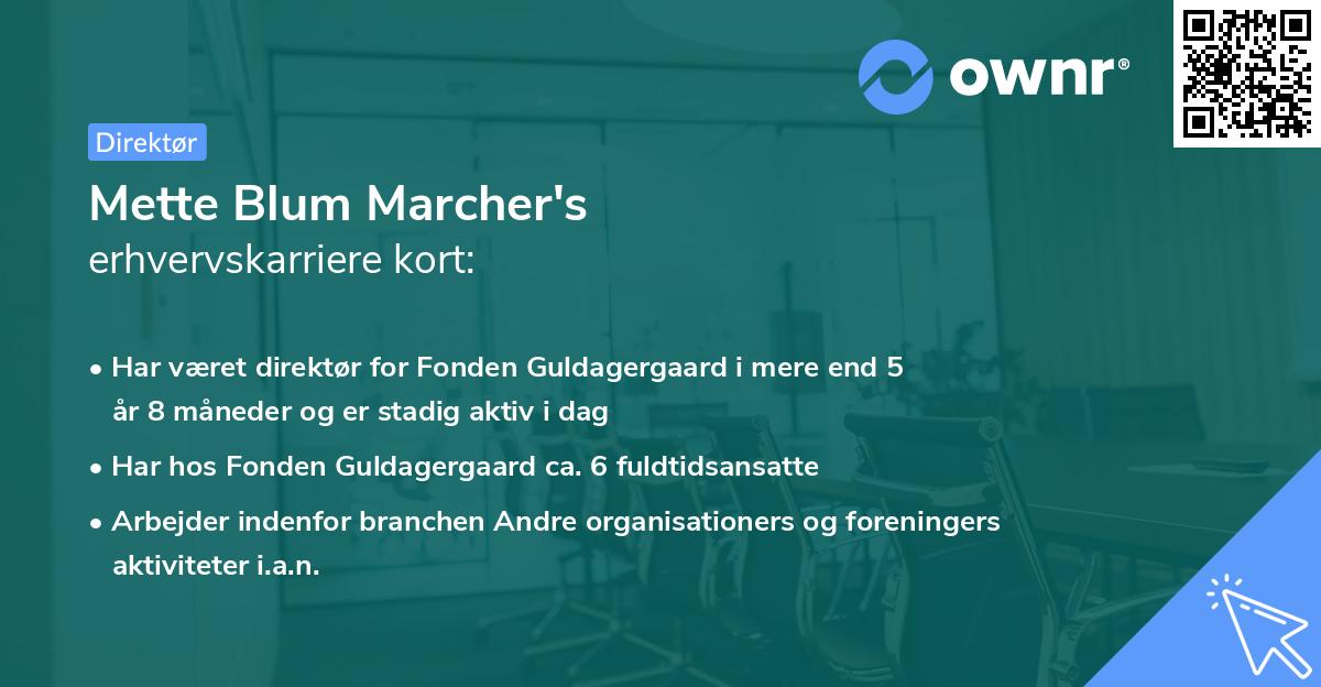 Mette Blum Marcher's erhvervskarriere kort