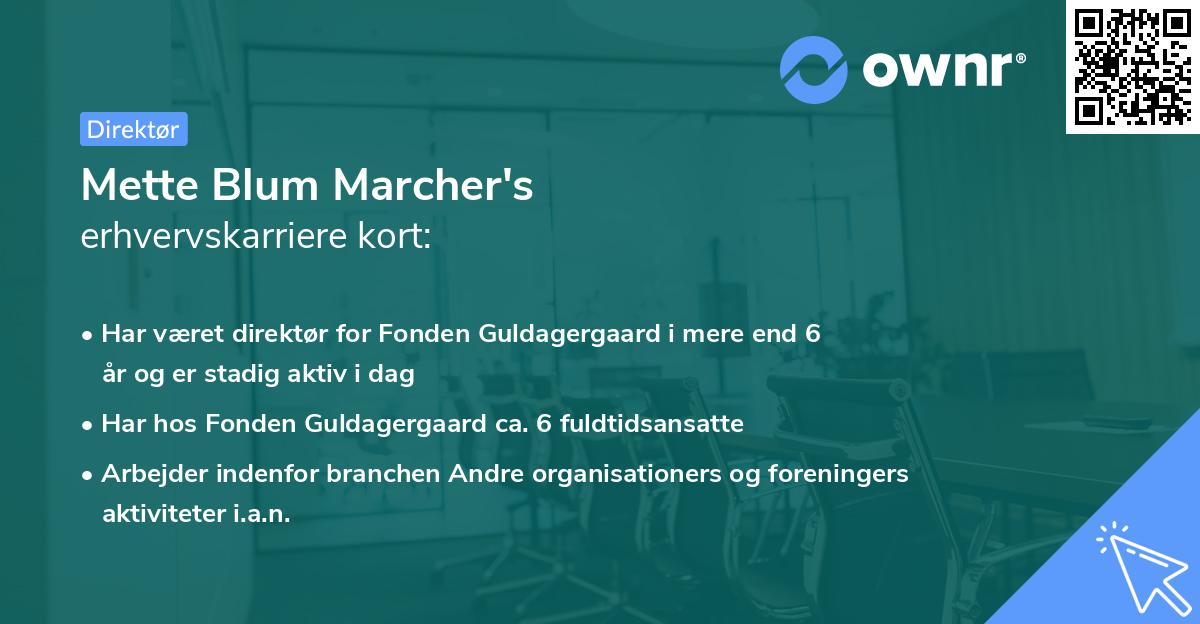 Mette Blum Marcher's erhvervskarriere kort