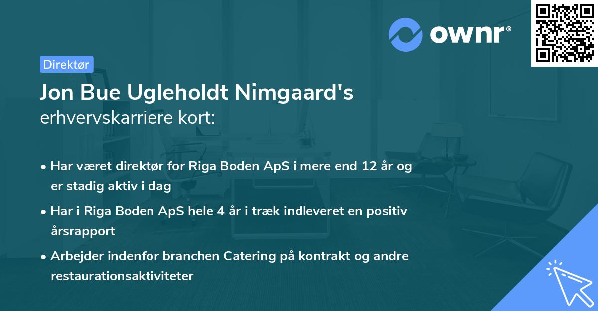 Jon Bue Ugleholdt Nimgaard's erhvervskarriere kort