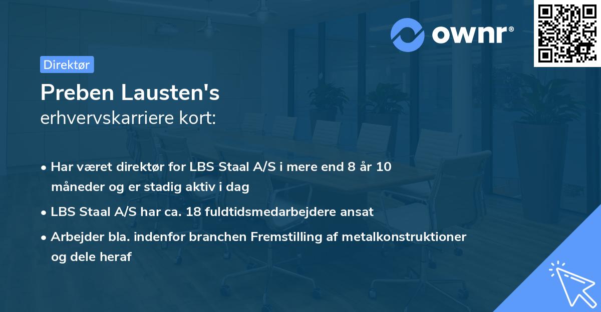 Preben Lausten's erhvervskarriere kort
