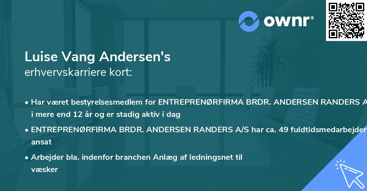Luise Vang Andersen's erhvervskarriere kort