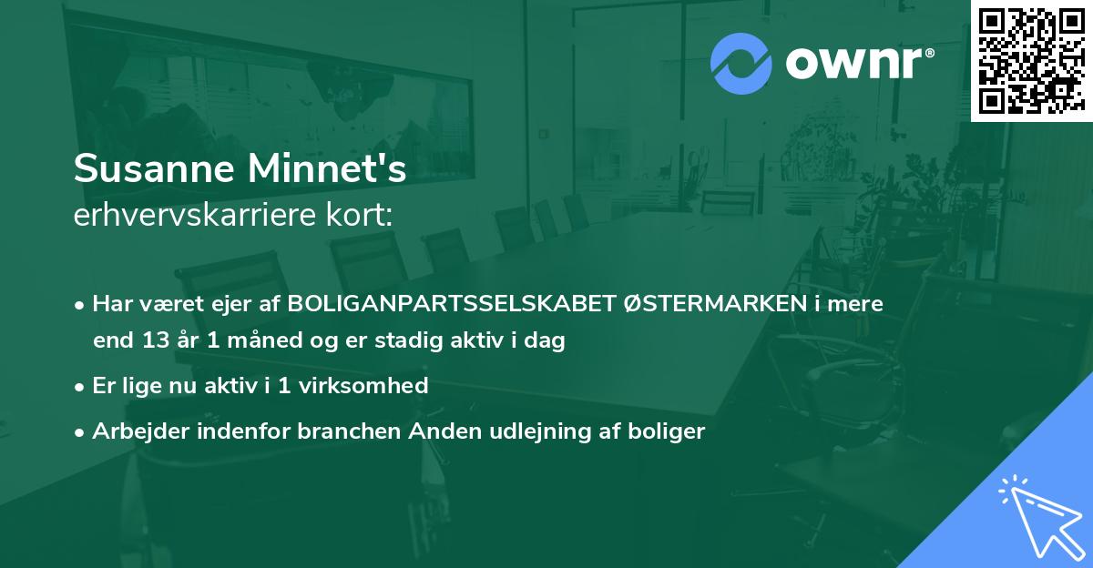Susanne Minnet's erhvervskarriere kort