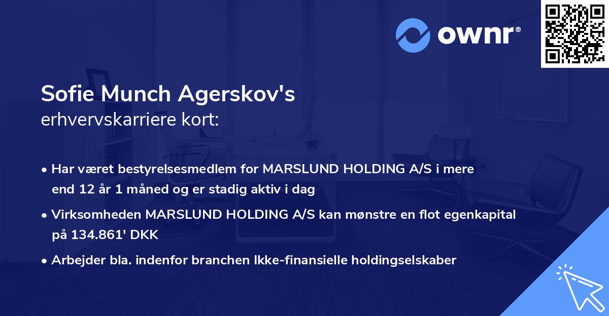 Sofie Munch Agerskov's erhvervskarriere kort