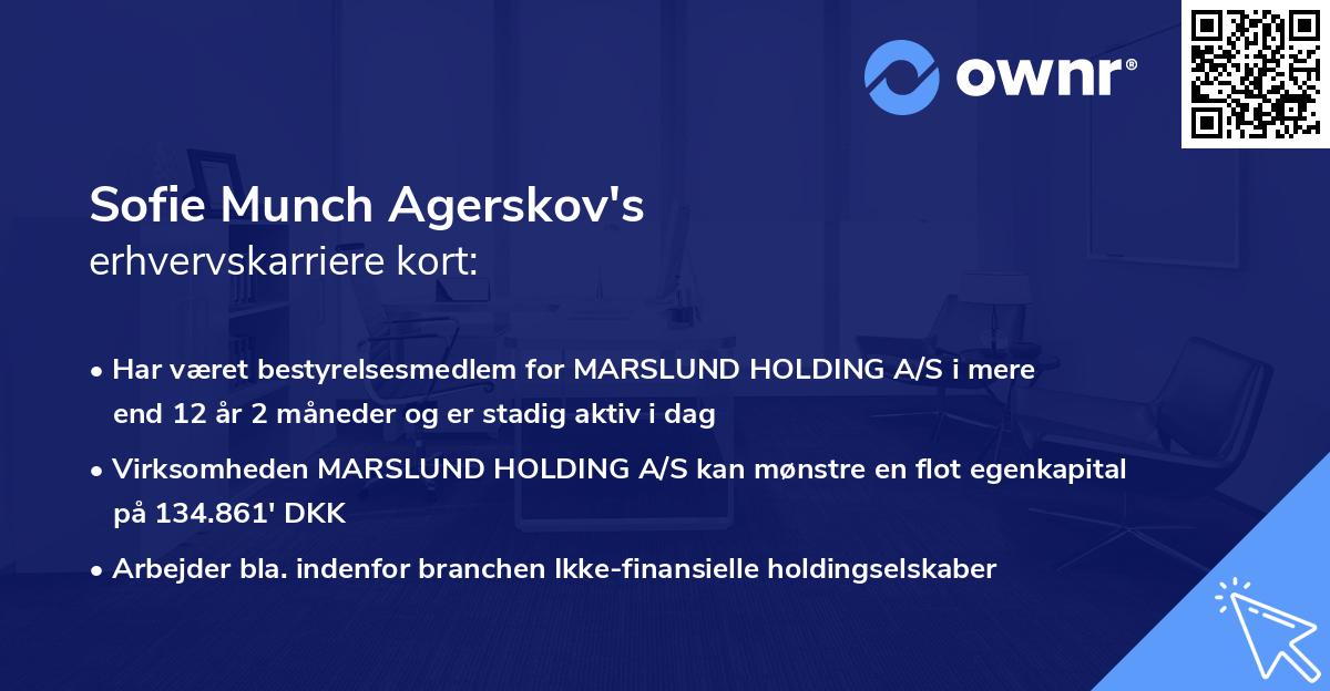 Sofie Munch Agerskov's erhvervskarriere kort