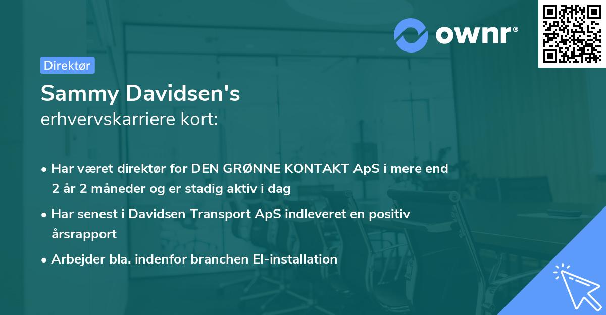 Sammy Davidsen's erhvervskarriere kort