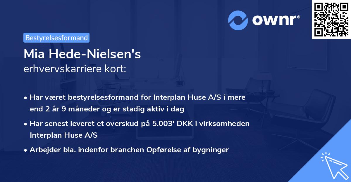 Mia Hede-Nielsen's erhvervskarriere kort