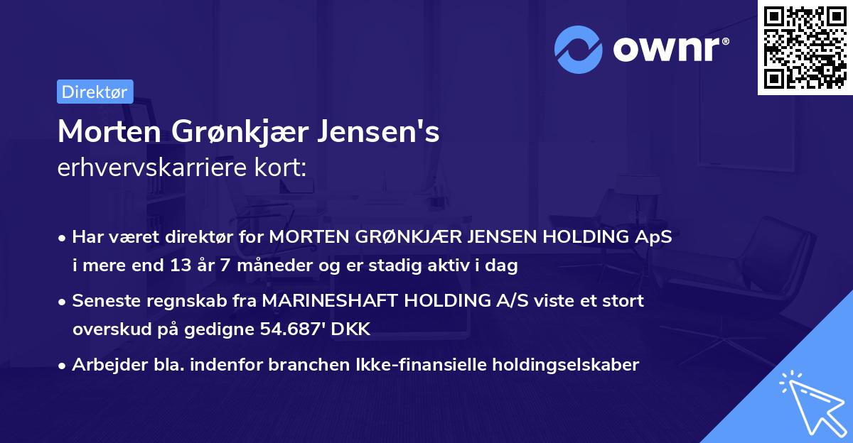 Morten Grønkjær Jensen's erhvervskarriere kort