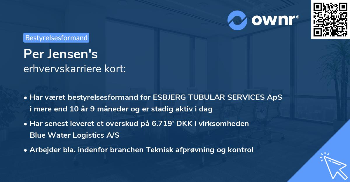 Per Jensen's erhvervskarriere kort