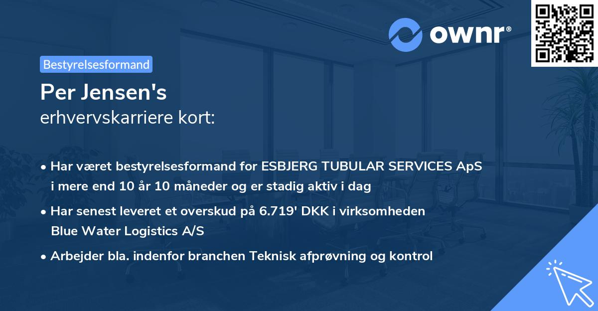 Per Jensen's erhvervskarriere kort