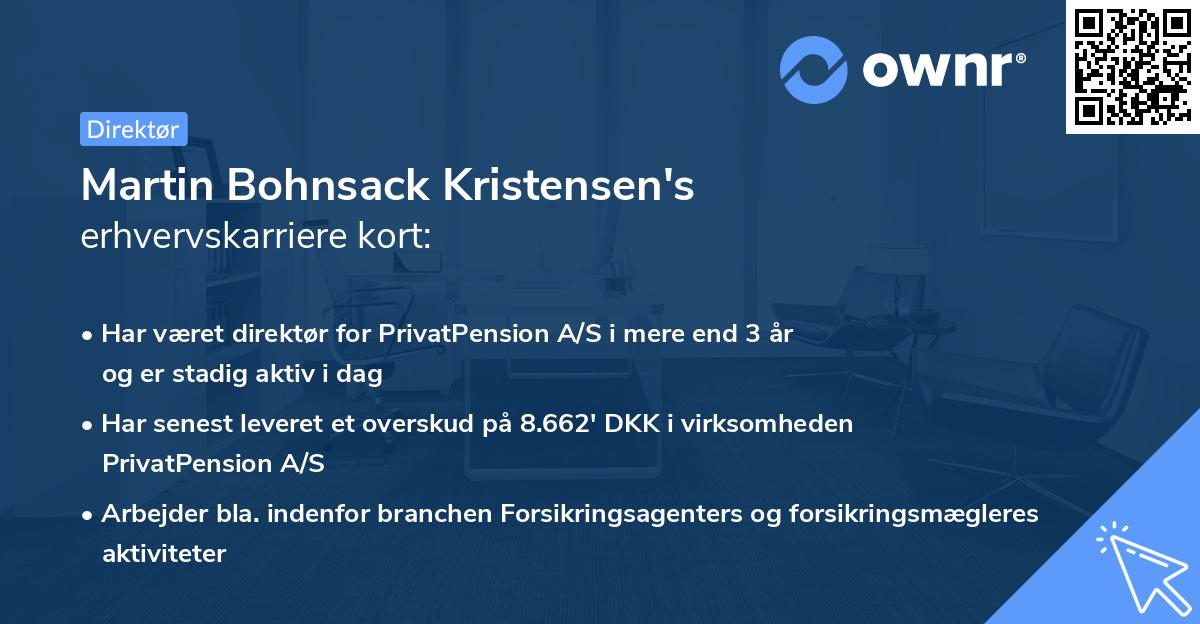 Martin Bohnsack Kristensen's erhvervskarriere kort
