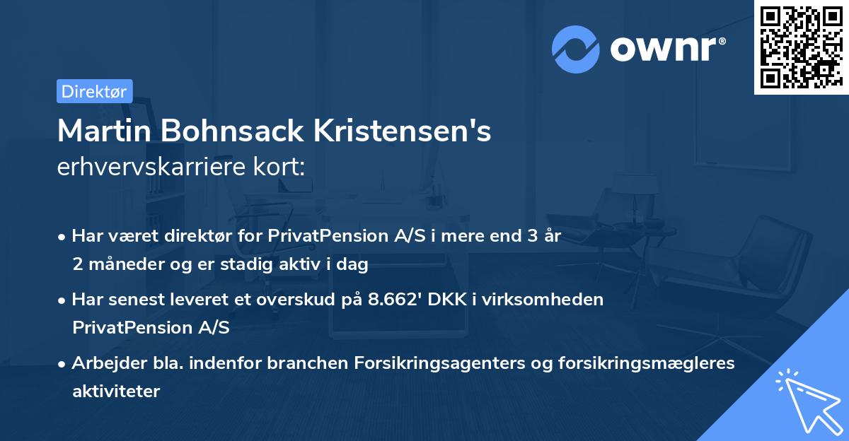 Martin Bohnsack Kristensen's erhvervskarriere kort