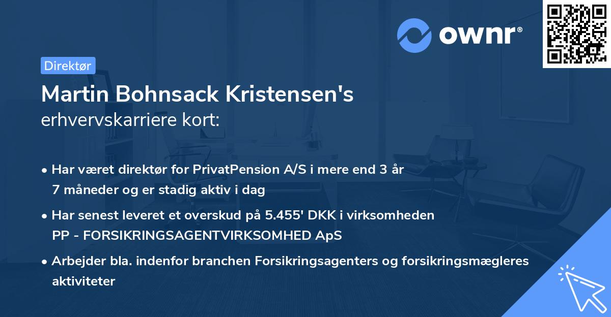 Martin Bohnsack Kristensen's erhvervskarriere kort
