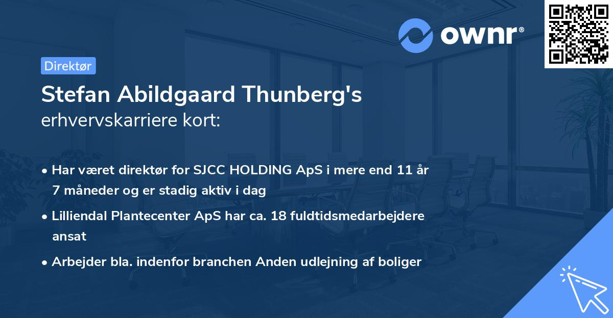 Stefan Abildgaard Thunberg's erhvervskarriere kort