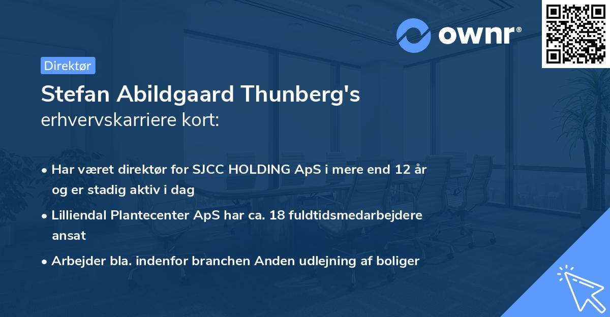 Stefan Abildgaard Thunberg's erhvervskarriere kort