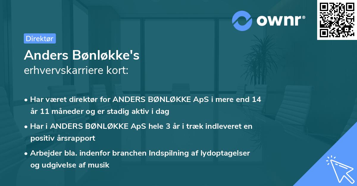 Anders Bønløkke's erhvervskarriere kort