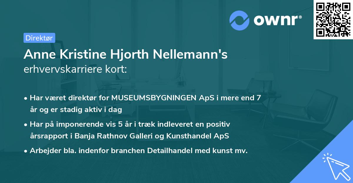 Anne Kristine Hjorth Nellemann's erhvervskarriere kort