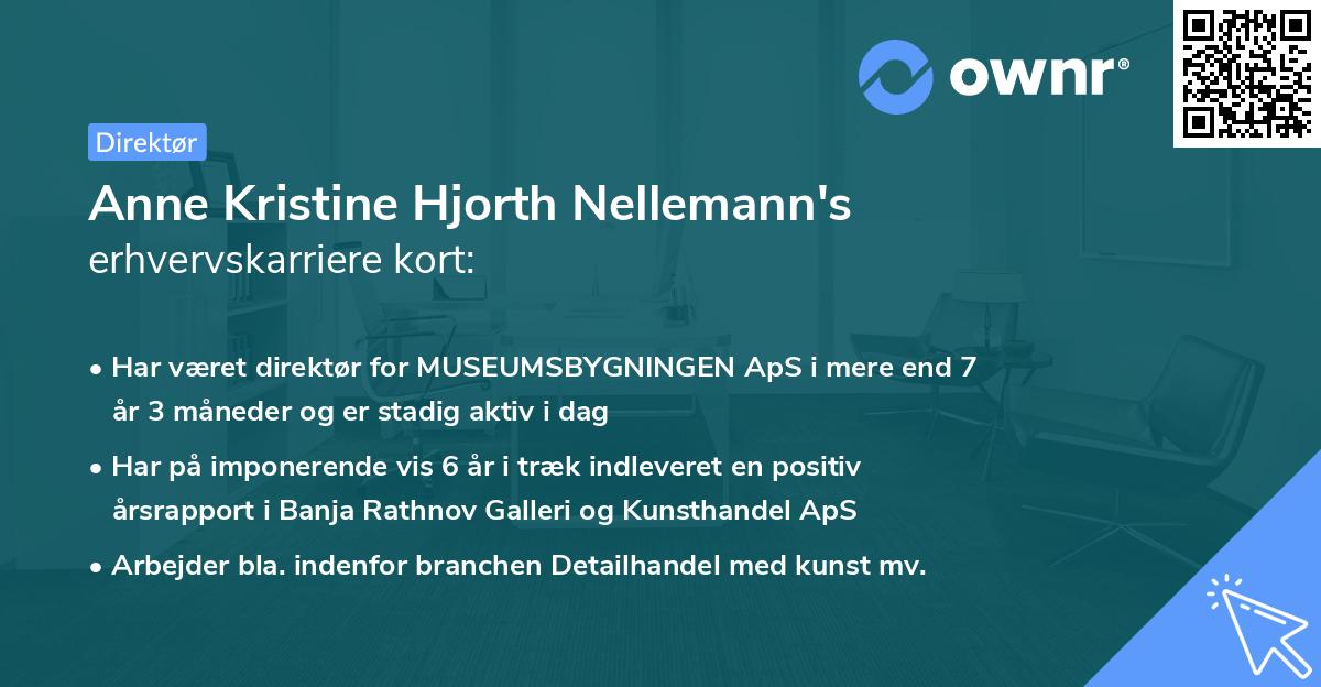Anne Kristine Hjorth Nellemann's erhvervskarriere kort
