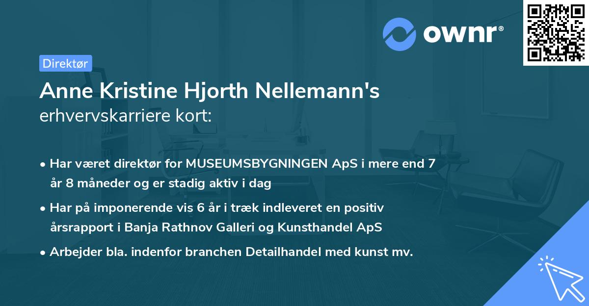 Anne Kristine Hjorth Nellemann's erhvervskarriere kort