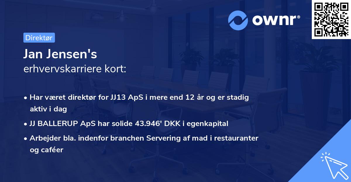 Jan Jensen's erhvervskarriere kort