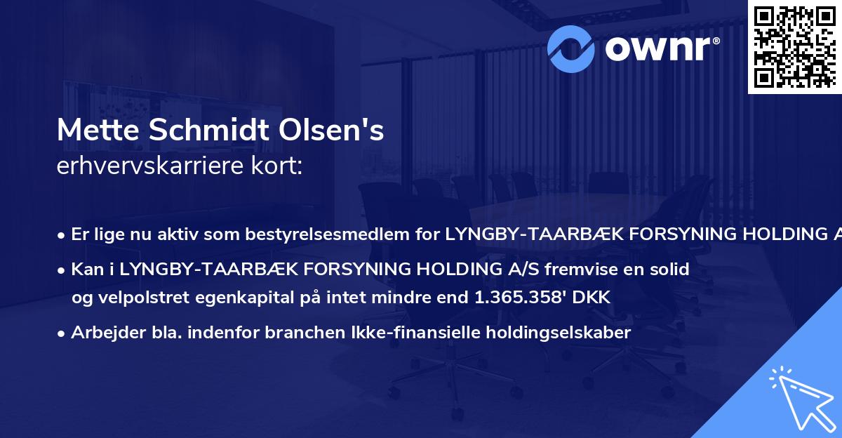 Mette Schmidt Olsen's erhvervskarriere kort