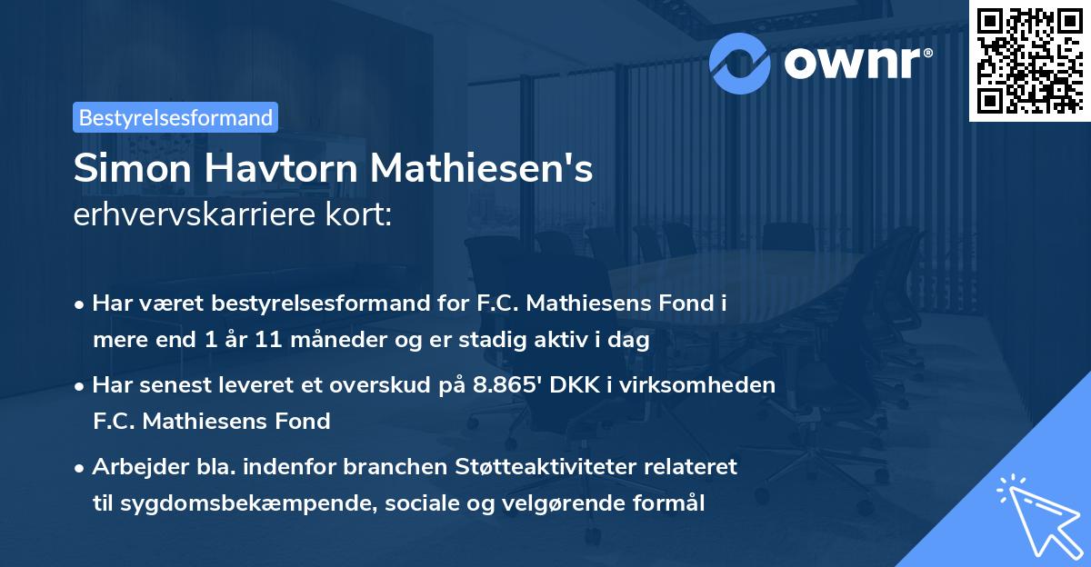 Simon Havtorn Mathiesen's erhvervskarriere kort