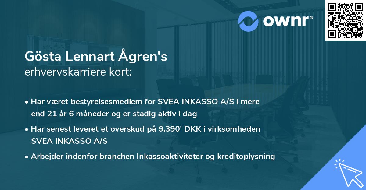 Gösta Lennart Ågren's erhvervskarriere kort