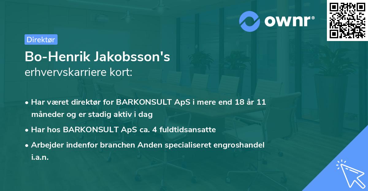 Bo-Henrik Jakobsson's erhvervskarriere kort