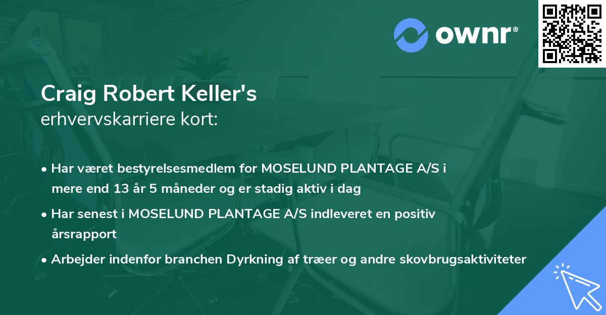 Craig Robert Keller's erhvervskarriere kort