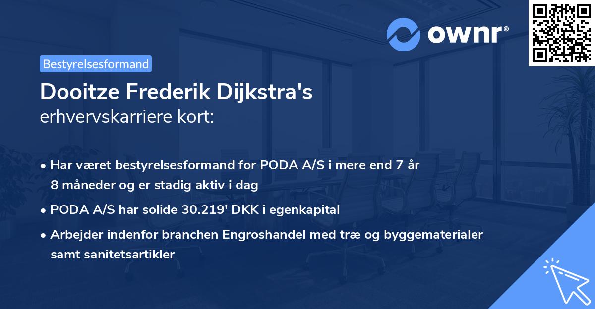 Dooitze Frederik Dijkstra's erhvervskarriere kort