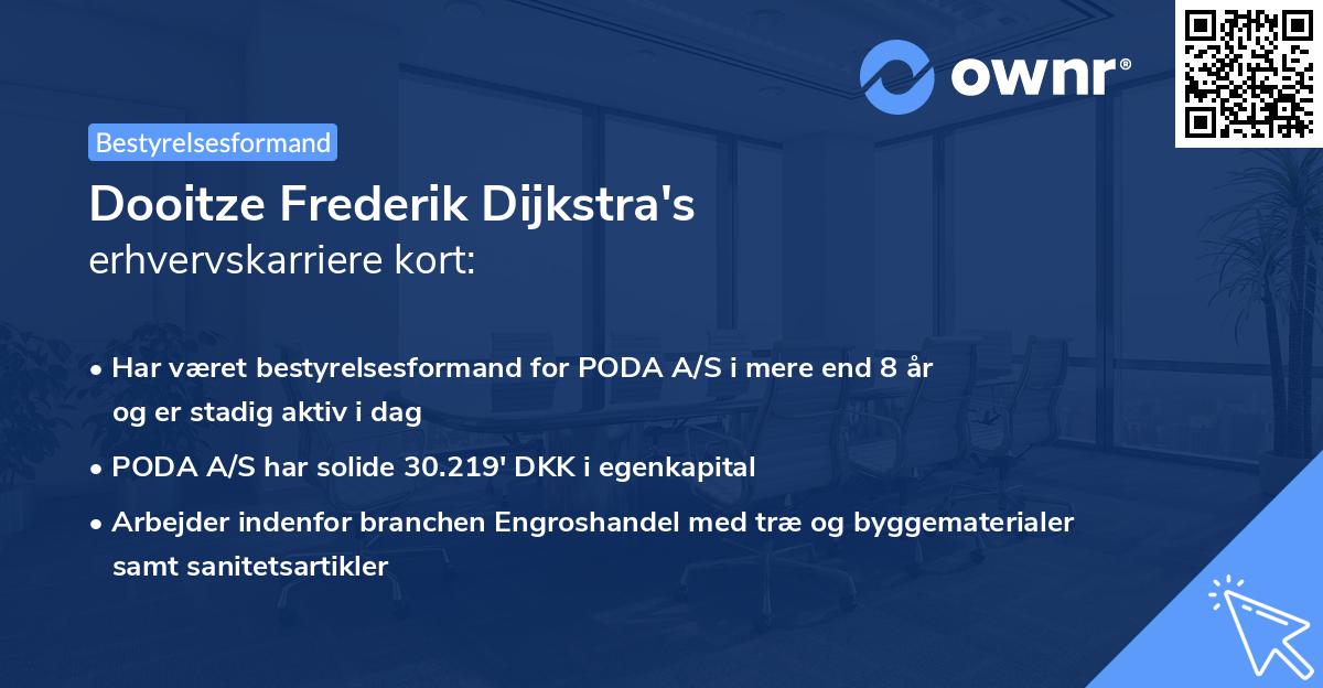 Dooitze Frederik Dijkstra's erhvervskarriere kort