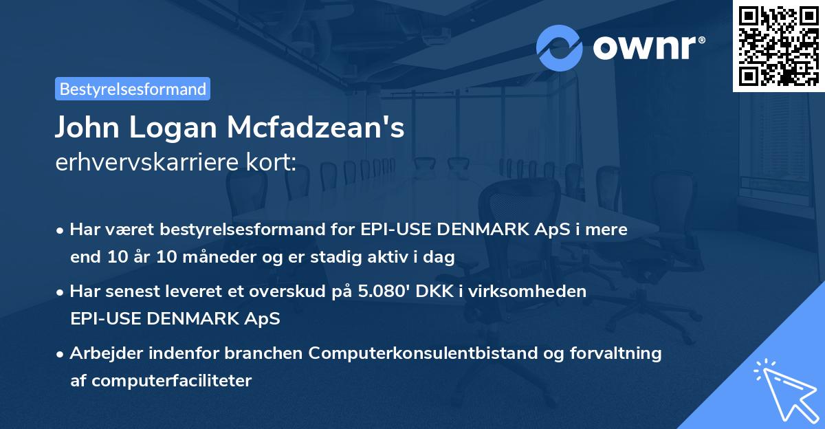 John Logan Mcfadzean's erhvervskarriere kort