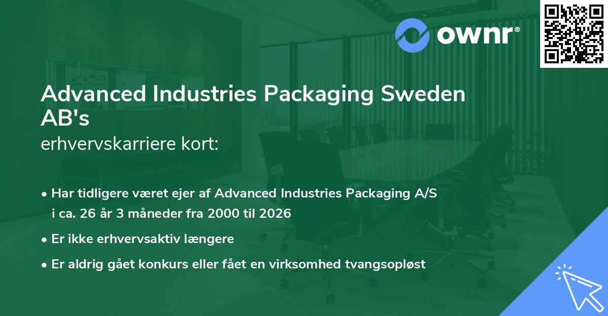 Advanced Industries Packaging Sweden AB's erhvervskarriere kort