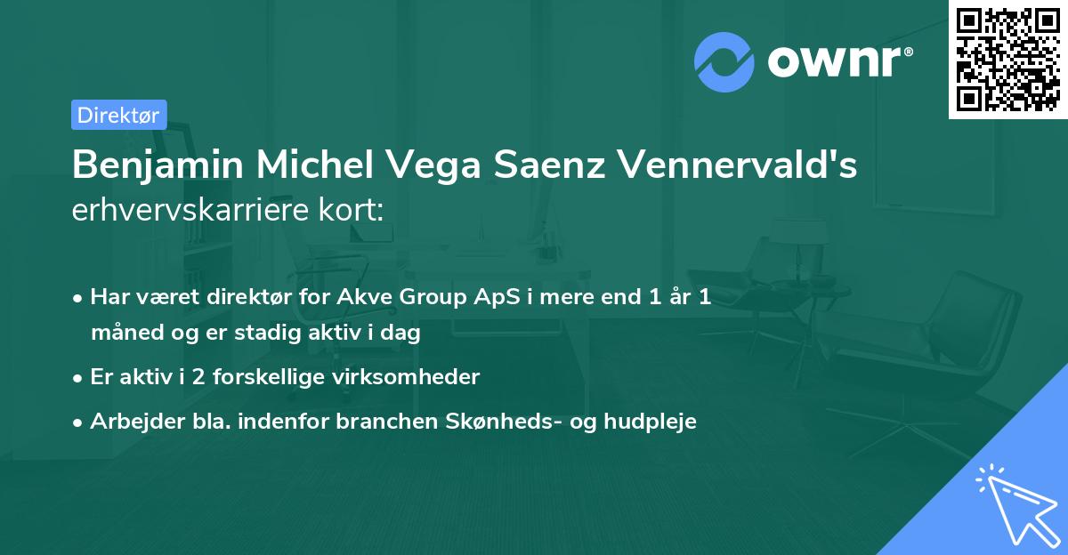 Benjamin Michel Vega Saenz Vennervald's erhvervskarriere kort