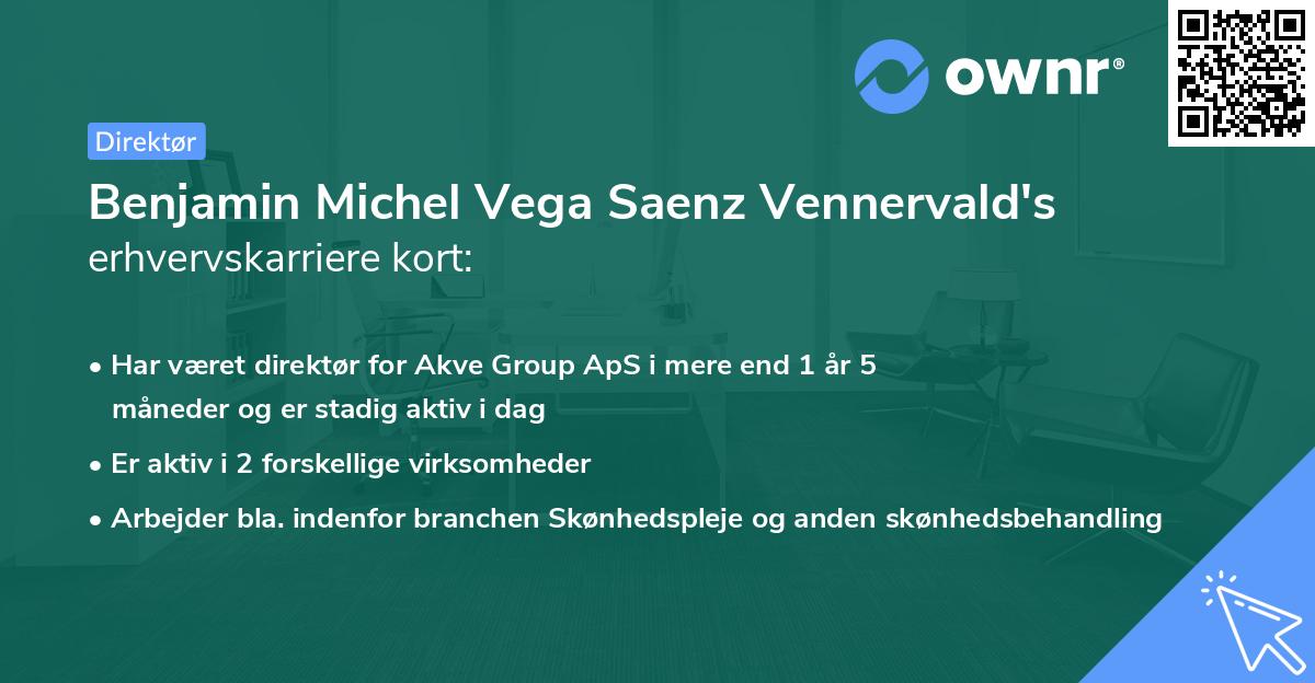 Benjamin Michel Vega Saenz Vennervald's erhvervskarriere kort