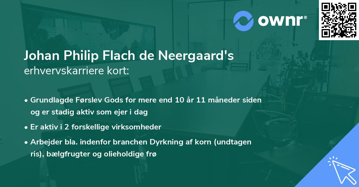 Johan Philip Flach de Neergaard's erhvervskarriere kort