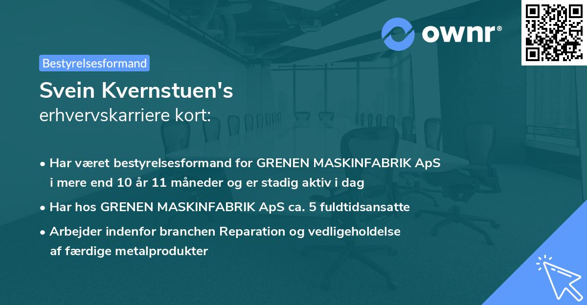 Svein Kvernstuen's erhvervskarriere kort