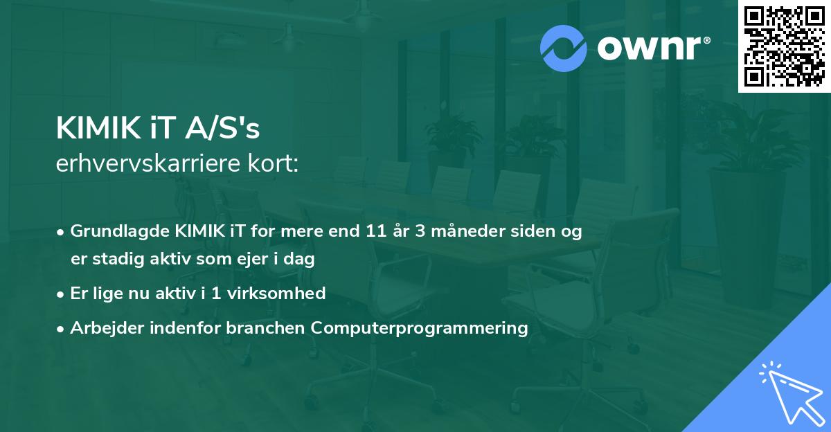 KIMIK iT A/S's erhvervskarriere kort