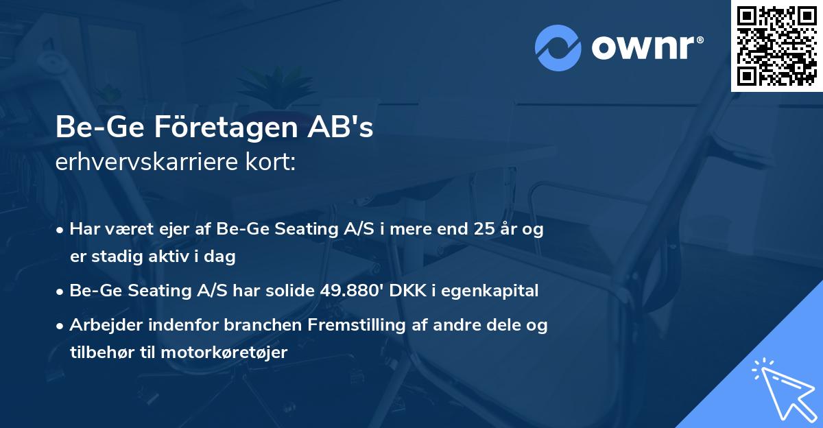 Be-Ge Företagen AB's erhvervskarriere kort