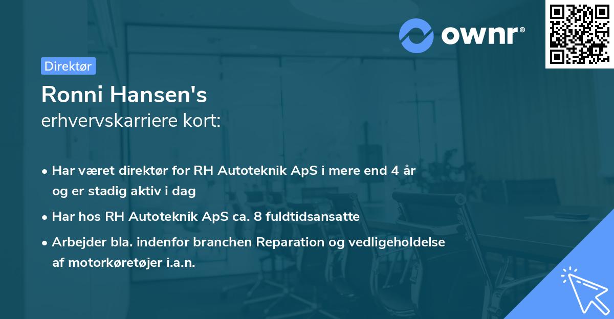 Ronni Hansen's erhvervskarriere kort