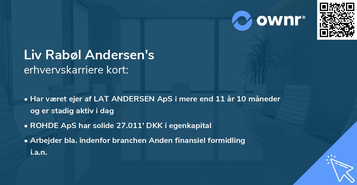 Liv Rabøl Andersen's erhvervskarriere kort