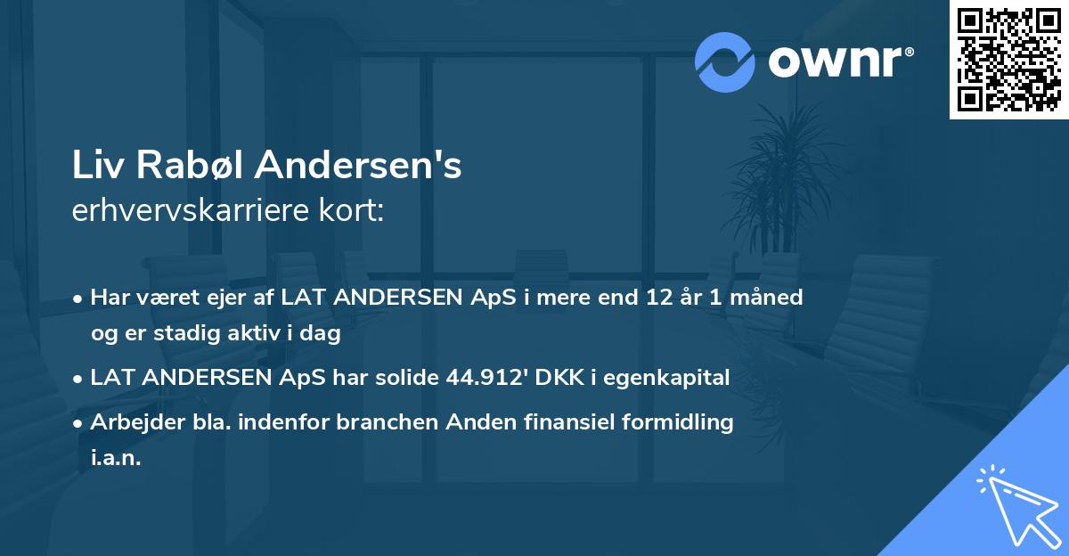 Liv Rabøl Andersen's erhvervskarriere kort