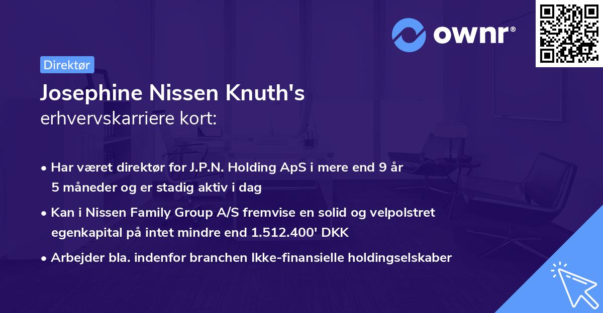Josephine Nissen Knuth's erhvervskarriere kort