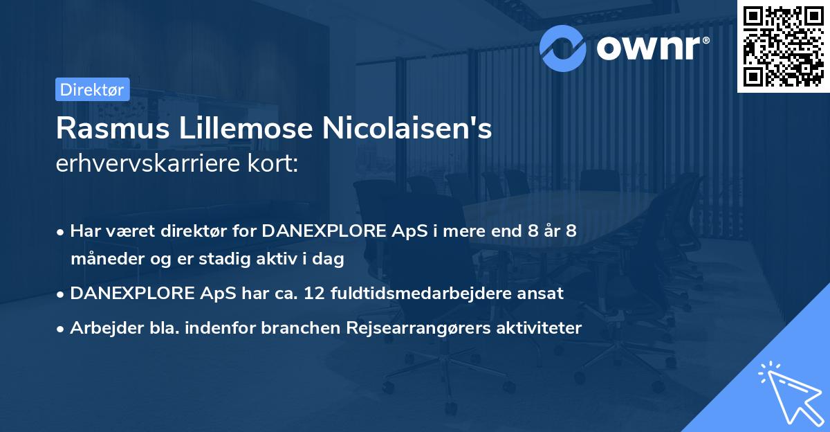 Rasmus Lillemose Nicolaisen's erhvervskarriere kort