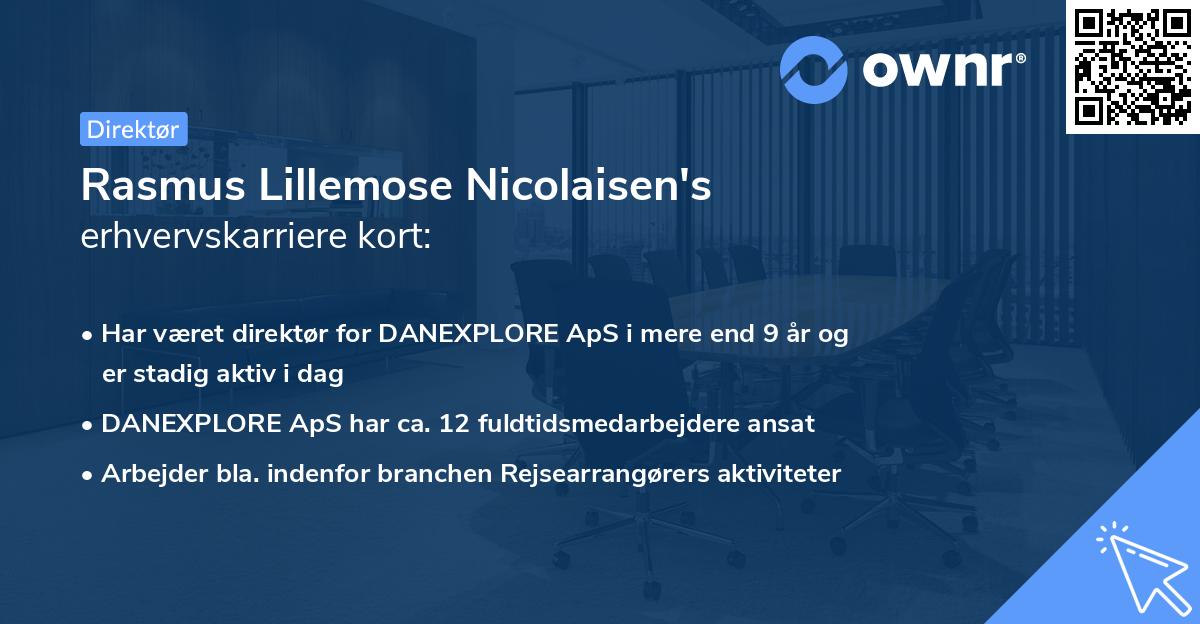 Rasmus Lillemose Nicolaisen's erhvervskarriere kort
